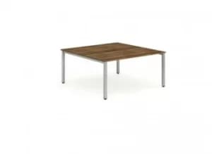 B2B Silver Frame Bench Desk 1400 Walnut (2 Pod)