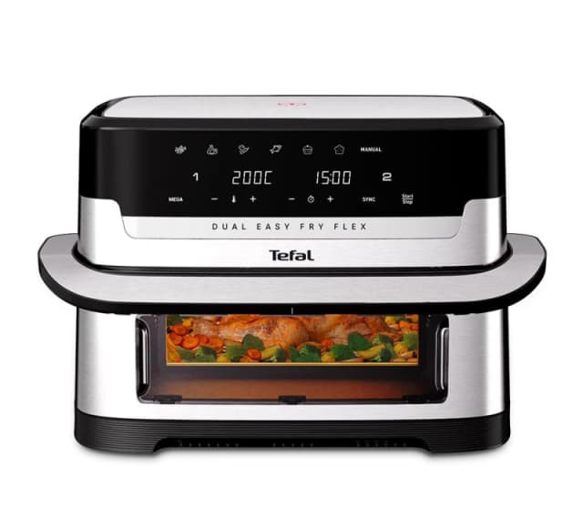 TEFAL Easy Fry Dual Flex EY922DG1 Air Fryer - Stainless Steel & Black, Stainless Steel 3045380028791