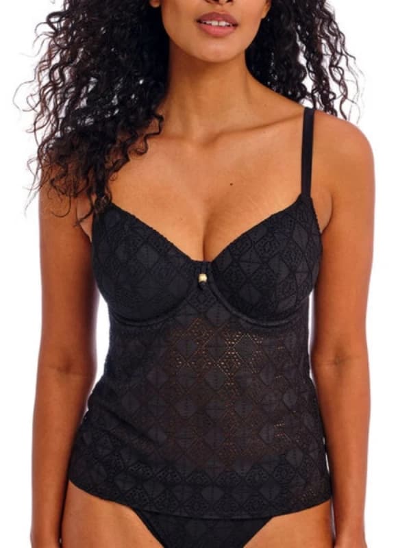 Freya Womens Nomad Nights Tankini Top in Black Size: 32DD Black Female 32DD