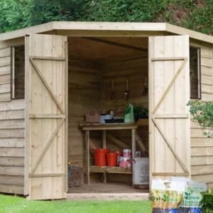 Forest Garden 7X7 Pressure Treated Overlap Wooden Shed With Floor - Assembly Service Included Natural Timber