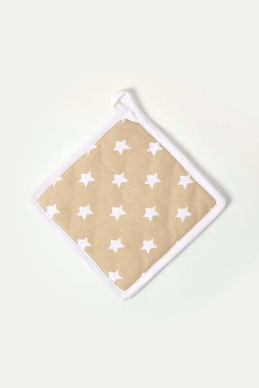 Homescapes Beige Stars Cotton Pot Holder Beige unisex