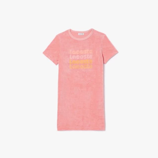 Lacoste Cotton Terry Logo T-Shirt Dress Pink female 3