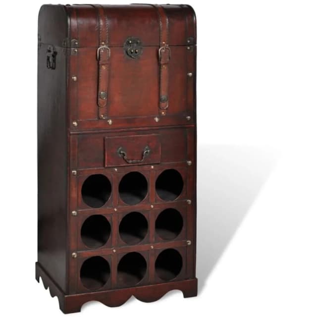 VIDAXL Wooden Wine Rack for 9 Bottles with Storage Vidaxl 240506