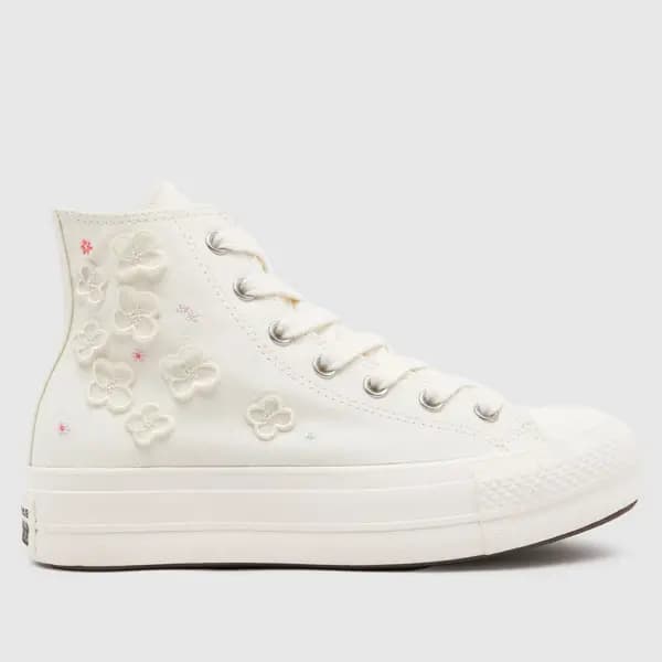 Converse all star lift hi flower play trainers in white multi White Multi UK 7 (EU 40)
