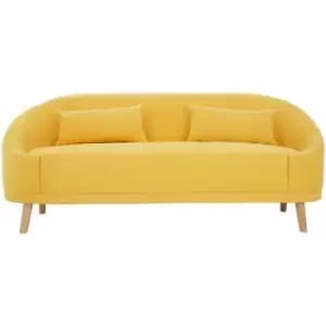 Premier Housewares - Yellow Linen Sofa 2 Seater Small Sofas for Small Rooms Padded Small Couch Seats Small Sofa 2 Seater Sofas for Living Room