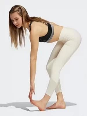 adidas Yoga Power Mesh 7/8 Tights, White, Size XL, Women