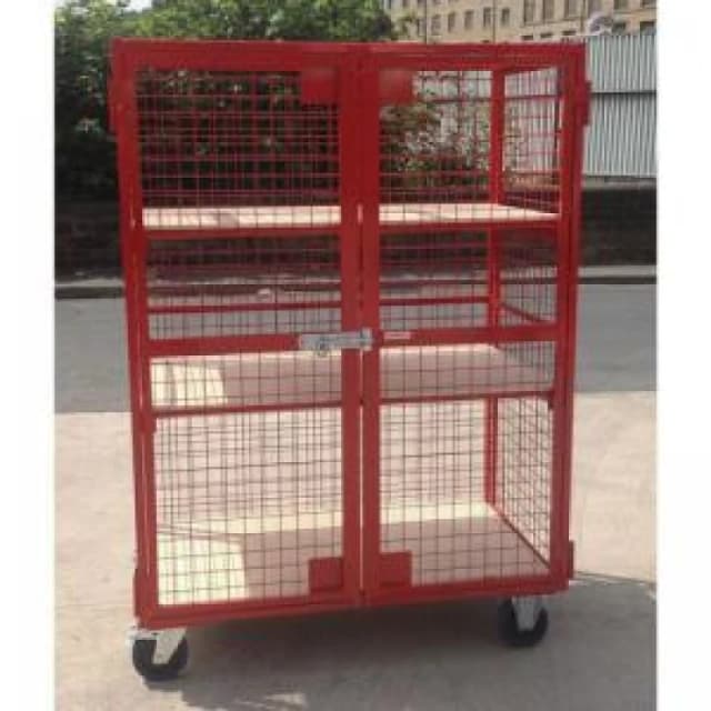 ESE Direct Mobile mesh security cage with 2 adjustable plywood shelves - 1800 x 1300 x 770mm 430555 Mesh Storage Cages