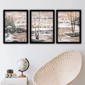 3SC152 Multicolor Decorative Framed Painting (3 Pieces)