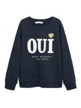 Mango Girls Oui Sweatshirt - Navy