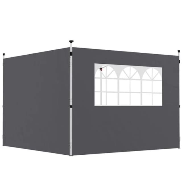 Outsunny Gazebo Replacement Exchangeable Side Wall Panels with Window Dark Grey
