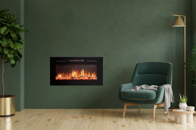 Adam Fires & Fireplaces Orlando Inset / Wall Mounted Electric Fire, 36" in Black Unisex