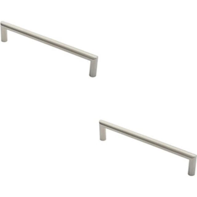Loops 2x 19mm Mitred Pull Door Handle 300mm Fixing Centres Satin Stainless Steel Metallics
