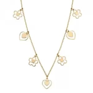 9ct Yellow Gold Heart and Flower Charm Necklace GN363