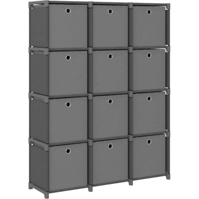 VIDAXL Vidaxl - 12-Cube Display Shelf with Boxes Grey 103x30x141cm Fabric 8720286042748