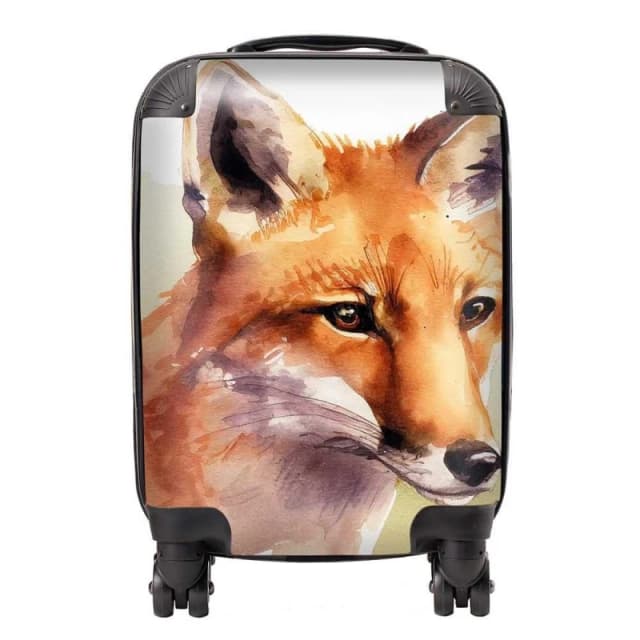 Warren Reed - Designer Fox Watercolour Suitcase in Brown Size: Small Brown Unisex Small