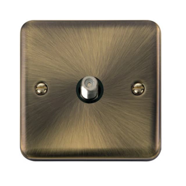 SE Home Curved Antique Brass Satellite Socket 1 Gang Gold