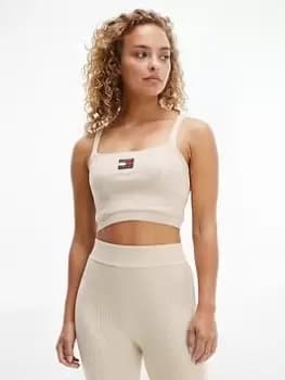 Tommy Jeans Badge Logo Cropped Rib Cami - Cream