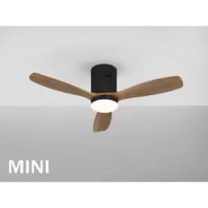 Siroco Mini 6 Speed Ultra Quiet Ceiling Fan Black, Walnut 3000-5000K, Remote Control, Timer & Reversible Functions