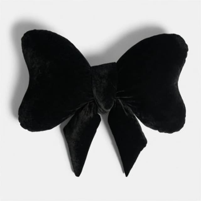 OHS OHS Velvet Bow Shaped Novelty Decorative Scatter Cushion Plush Pillow in Black One Size Unisex 5027434226887