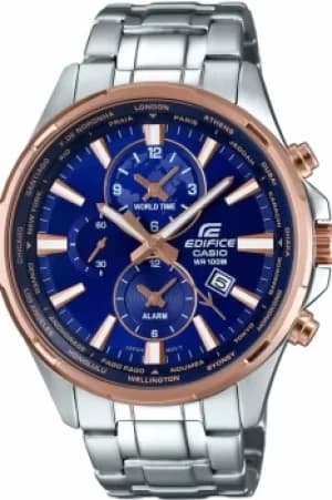 Mens Casio Edifice World Time Alarm Chronograph Watch EFR-304PG-2AVUEF