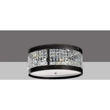 Ceiling light Celsa 4 Bulbs polished chrome / dark brown Faux leather / crystal