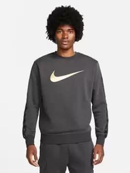 Nike NSW Repeat Swoosh Fleece Crew Sweat - Grey Size M Men