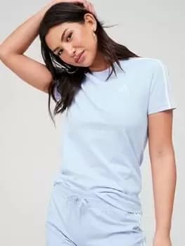 adidas Sportswear Essentials 3 Stripe T-Shirt - Blue Size M, Women