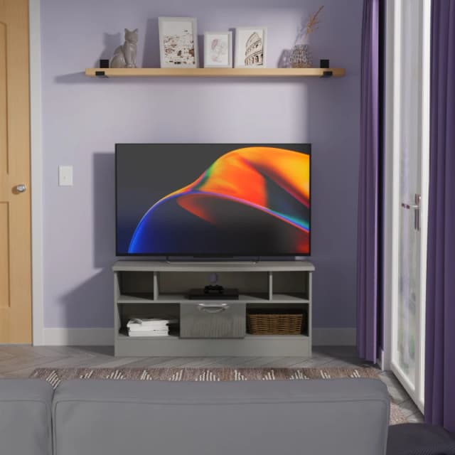 Ready Assembled 2 U Holborn 1 Drawer TV & Media Unit (Ready Assembled) in Mid Grey Mid Grey Unisex
