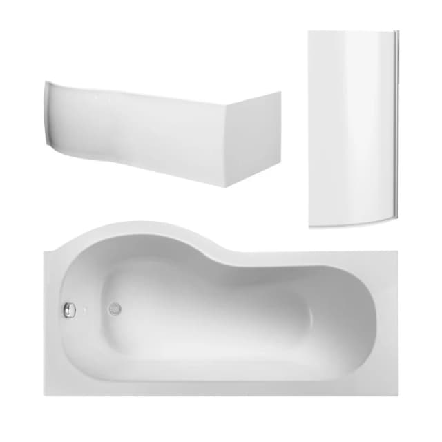 Balterley Right Hand Bath Curved 6mm Safety Glass Screen Front Panel 1500mm White