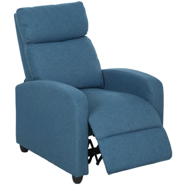HOMCOM HOMCOM Linen Fabric Reclining Chair with Padded Seat, Blue Blue One Size Unisex 5063603044968