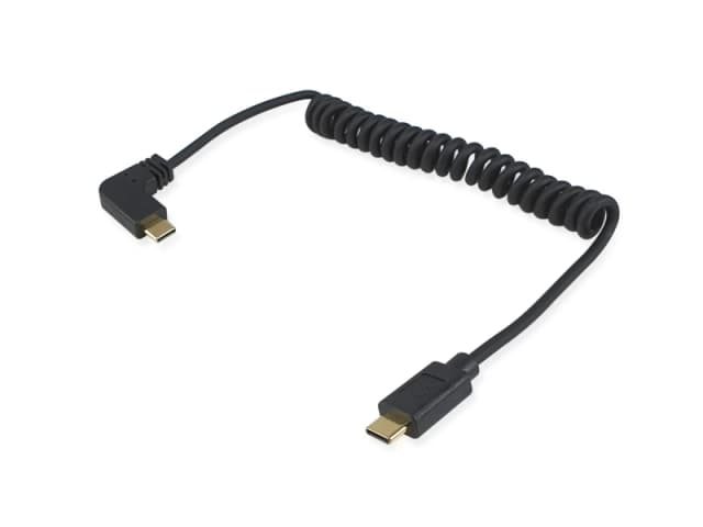 Equip USB 2.0 C to C 90°angled Coiled Cable. M/M. 1 m