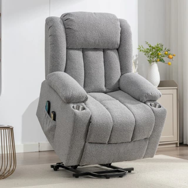 Artemis Home Lovell Electric Lift Assist Riser Recliner with Massage & Heat in Light Grey Light Grey Unisex