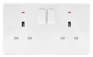 Wickes 13A Slimline Twin Switched Neon Socket - White