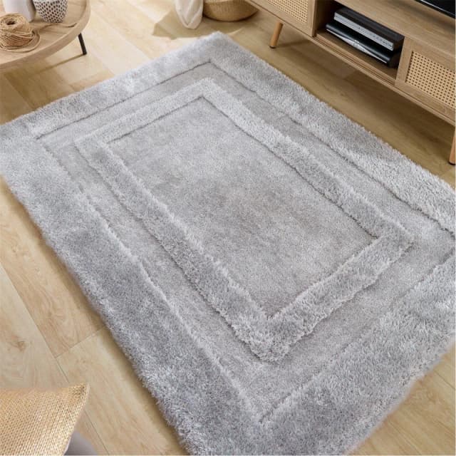 Origins Frame Shaggy Cosy Rug Silver 160X230 WB70402