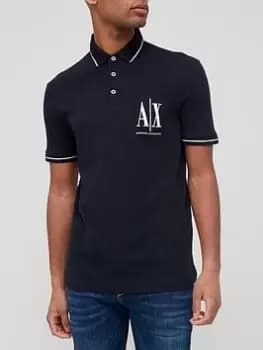 Armani Exchange Icon Small Logo Polo Shirt - Navy, Size L, Men
