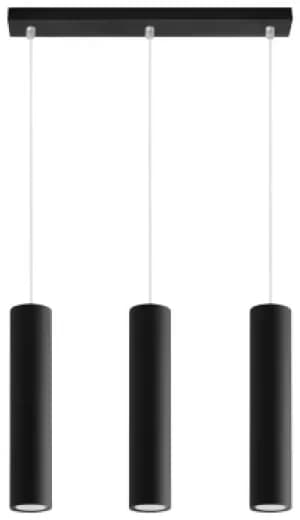 3 Light Staight Bar Drop Pendant Black, GU10