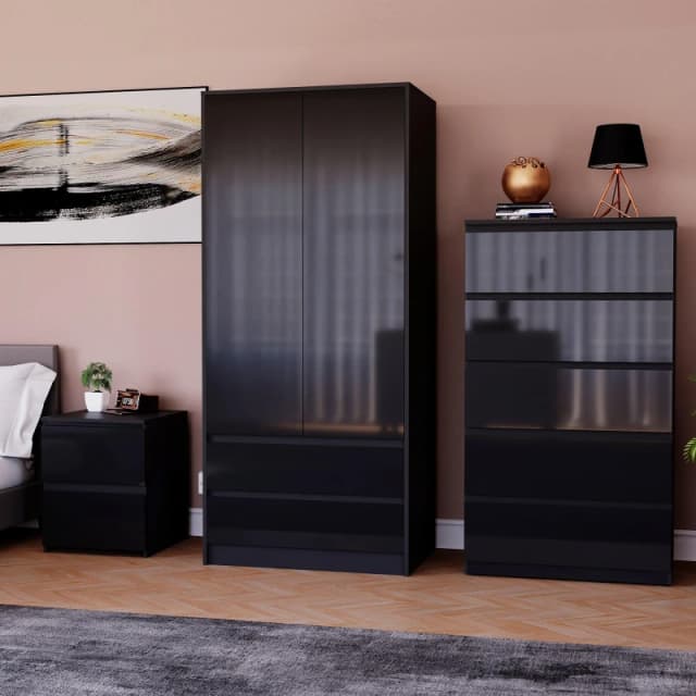 Lassic Vida Designs Glinton Gloss 3 Piece Bedroom Set 3 Black unisex 3 Piece