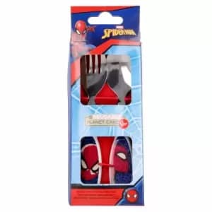 Stor 2 Pcs Elliptical Metallic Cutlery Set Spiderman Full Web