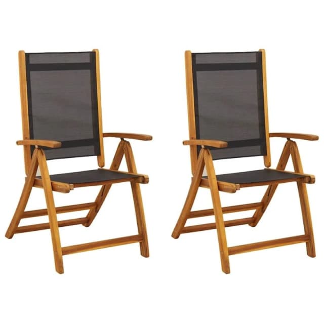 VIDAXL Folding Garden Chairs 2 pcs Solid Acacia Wood and Textilene Vidaxl 41747