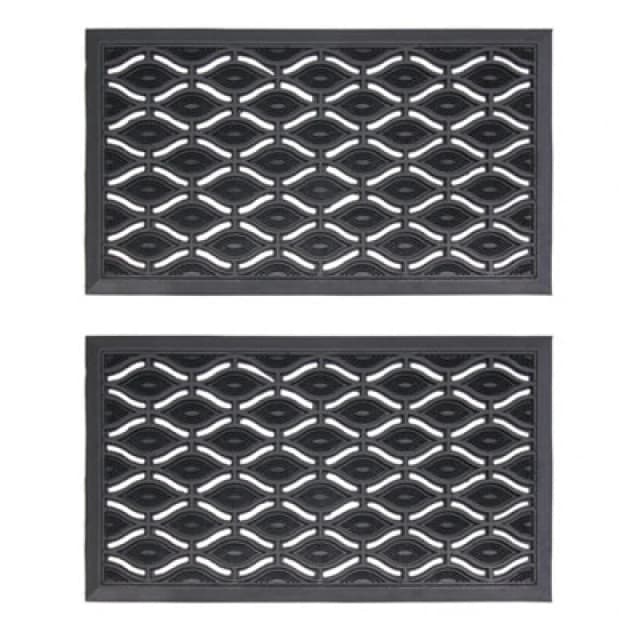 JVL JVL Elipses Eyes Rubber Doormat 40x70cm 2 pack Black