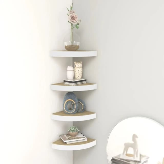 VIDAXL Vidaxl - Wall Corner Shelves 4 pcs Oak and White 25x25x3.8cm mdf 8720286417331