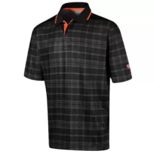 ISLAND GREEN PLAID PRINT POLO SHIRT CHARCOAL/BLACK 2X-Large