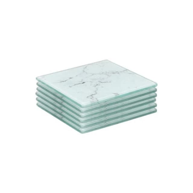 Harbour Housewares 6X Square Glass Coasters - 10Cm - Marble - Tabletop Protection Mat Drink Coaster Decorative Dining Placemat