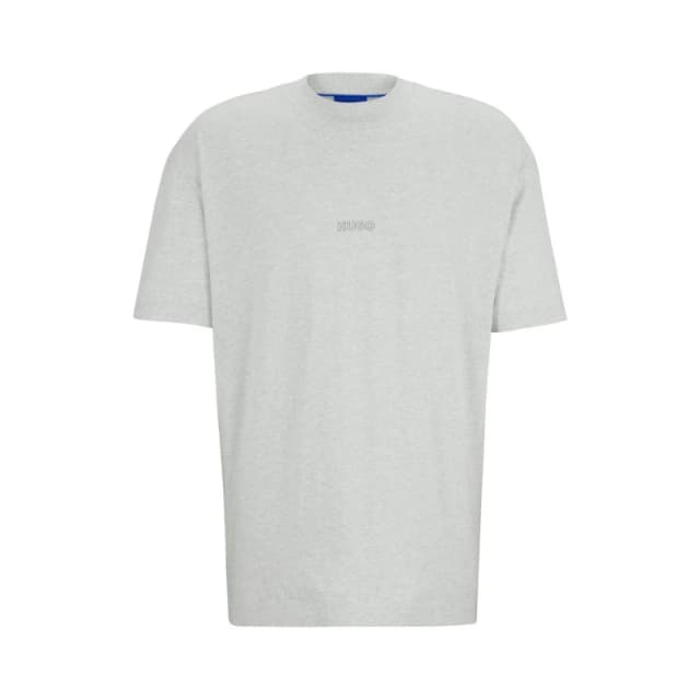 HUGO Blue Nouveres Cotton-Jersey T-Shirt - L Grey Tops male 50516996-082 L
