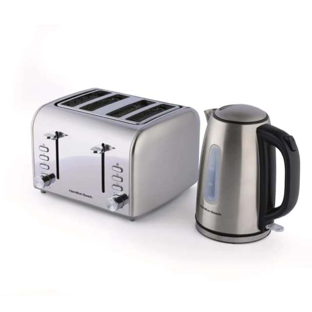 Hamilton Beach Hamilton Beach Rise Brushed Kettle & 4 Slice Toaster Bundle Silver