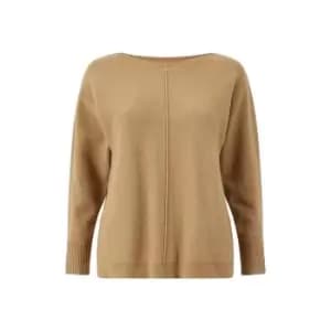 Yumi Brown Relaxed Dropped Sleeve Jumper - Brown