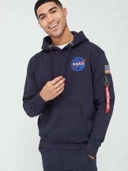 Alpha Industries Space Shuttle & Back Print Overhead Hoodie - Blue Size M Men