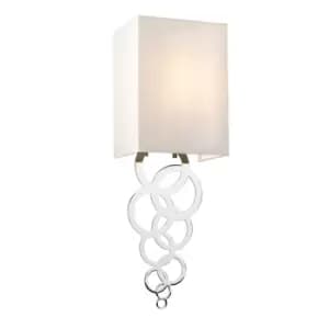 Rosa Small 1 Light Wall Light, Polished Chrome, Ivory Faux Silk Shade