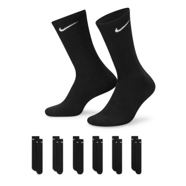 Nike 6-Pack Everyday Cushioned Training Crew Socks Black/White male 5-8 (M)