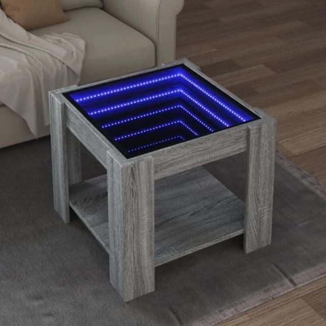 vidaXL Coffee Table with LED Grey Sonoma 53x53x45cm Engineered Wood, Grey 847544